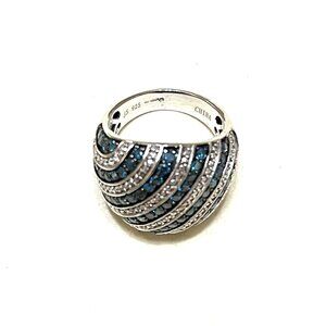 JS Genuine Blue Diamond Ring in Sterling Silver 925